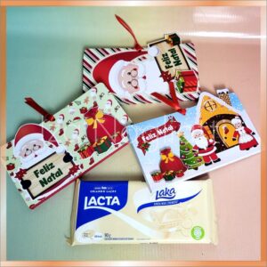 3 Embalagens para barra de chocolate 90 grs Lacta – Natal