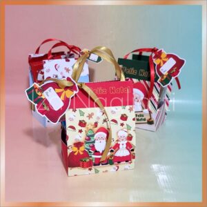 Trio de sacolinha bolsa para mini panetone 80 grs – Natal
