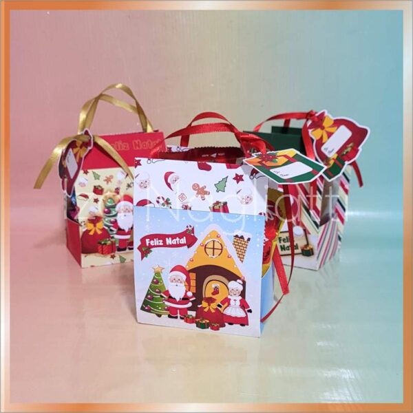 Trio de sacolinha bolsa para mini panetone 80 grs - Natal