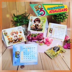 4 modelos de mini calendários de mesa 2025 para lembrancinhas com miolo (meninos)