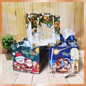 3 modelos de sacolas de panetone 400 e 500 grs – Natal noel, adulto e religioso