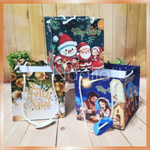 3 modelos de sacolas de panetone 400 e 500 grs – Natal noel, adulto e religioso