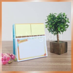 Planner semanal floral azul e laranja com capa dura cartonagem