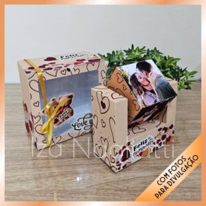 Cubo giratório com fotos e caixa para dia dos namorados
