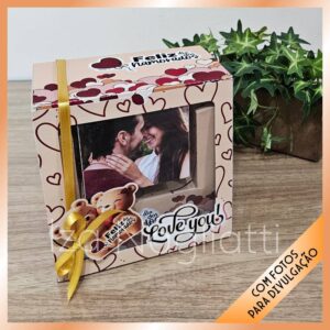 Cubo giratório com fotos e caixa para dia dos namorados