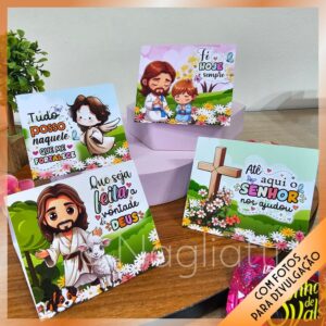 4 modelos de mini calendários de mesa religioso 2026