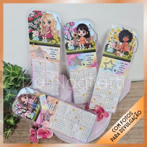 4 Modelos de marca páginas com calendário – Meninas 2026