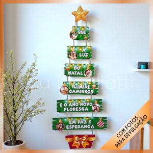 Enfeite de porta ou parede , arvore de natal com fotos – 60 cm