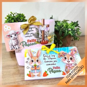 2 Caixinhas de barra de chocolate lacta e nestlé – Páscoa coelhos e cristã
