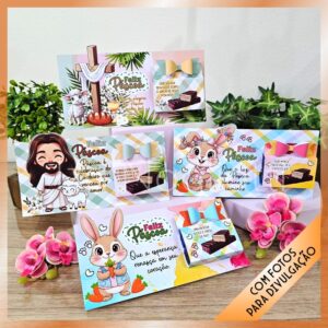 4 Cards para bis duplo – Páscoa coelhos e cristã
