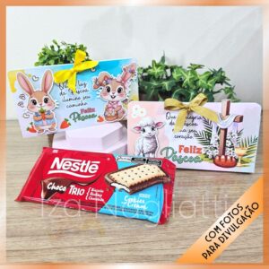 2 Caixinhas de barra de chocolate lacta e nestlé – Páscoa coelhos e cristã