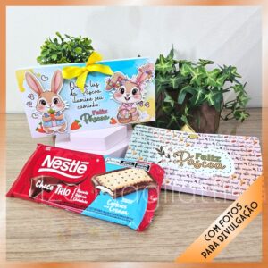 2 Caixinhas de barra de chocolate lacta e nestlé – Páscoa coelhos e cristã