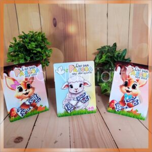 6 modelos de cards de Bis para pascoa cristã e coelhos