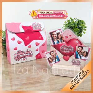 Porta fotos de mesa com sacola – Dia dos namorados