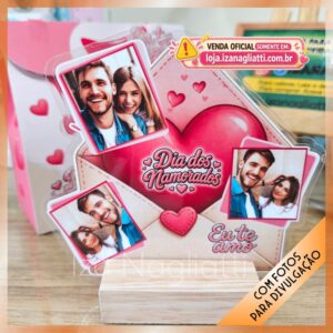 Porta fotos de mesa com sacola – Dia dos namorados