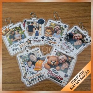 Kit 6 chaveiros tipo polaroid – Dia dos pais