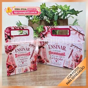 Kit 5 Embalagens presente em tons rosa – Dia dos professores