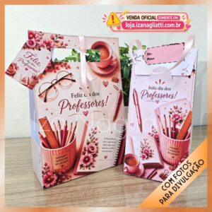 Kit 5 Embalagens presente em tons rosa – Dia dos professores